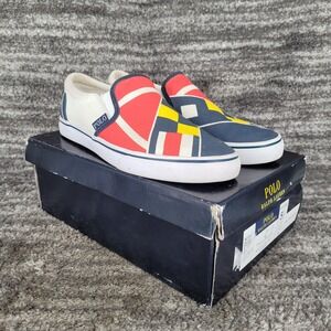 Polo Ralph Lauren Junior Nautical Signal Flag Slip On Shoes Size 5.5